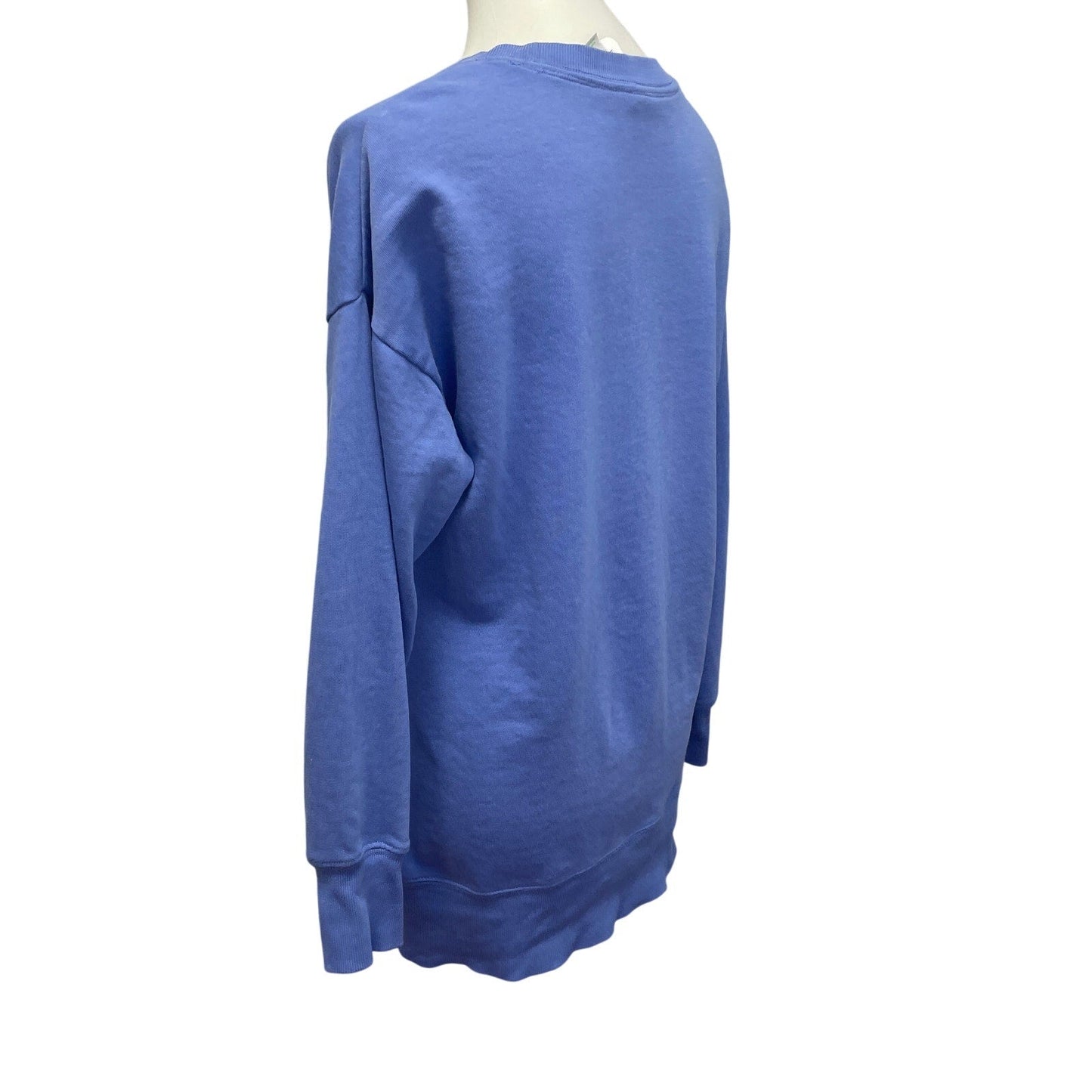 Hand Printed Upcycled Medium Rose Flower Long Sleeve Crew Neck Sweatshirt
