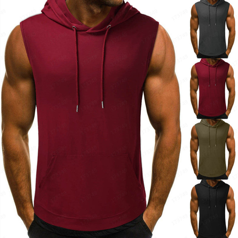 Solid Hooded Tank Top T-Shirt