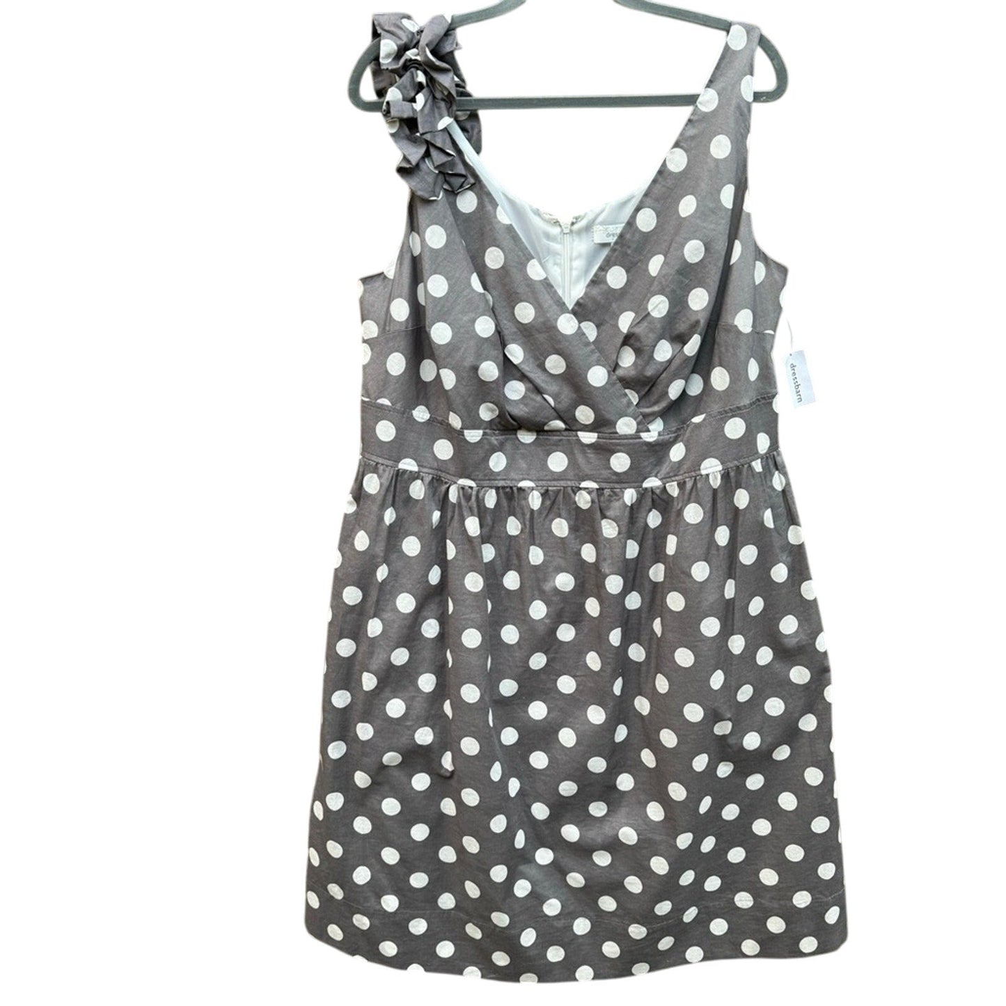 Dress Barn Women Size 14 Polka Dot Lined V Neck Thin Strap A Line Dress