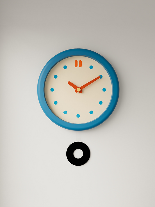 Vintage Round Blue Clock-0