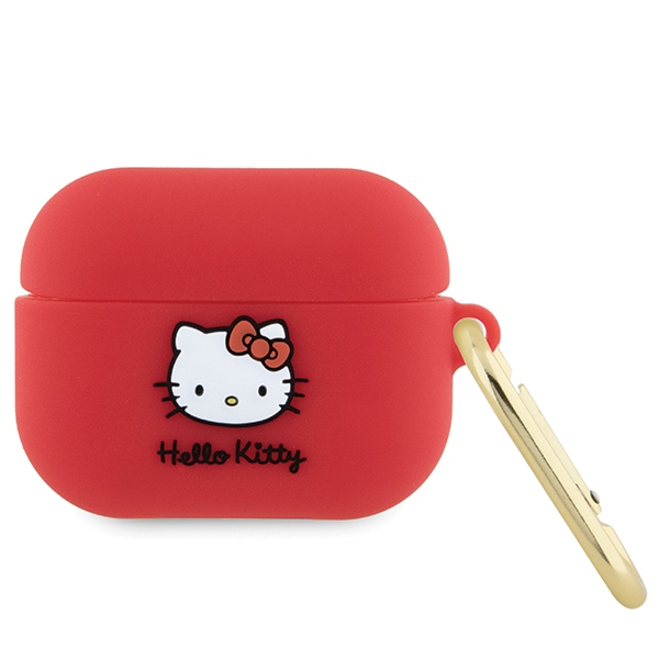 Hello Kitty 3D Kitty Head Airpods Pro Szilikon tok - Piros (HKAP3DKHSF)-0