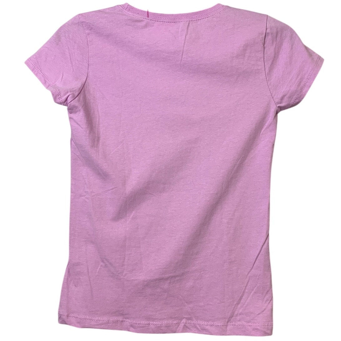 New Upcycled Hand Printed Youth Large 10/12 Purple Save Earth Short Sleeve Tee