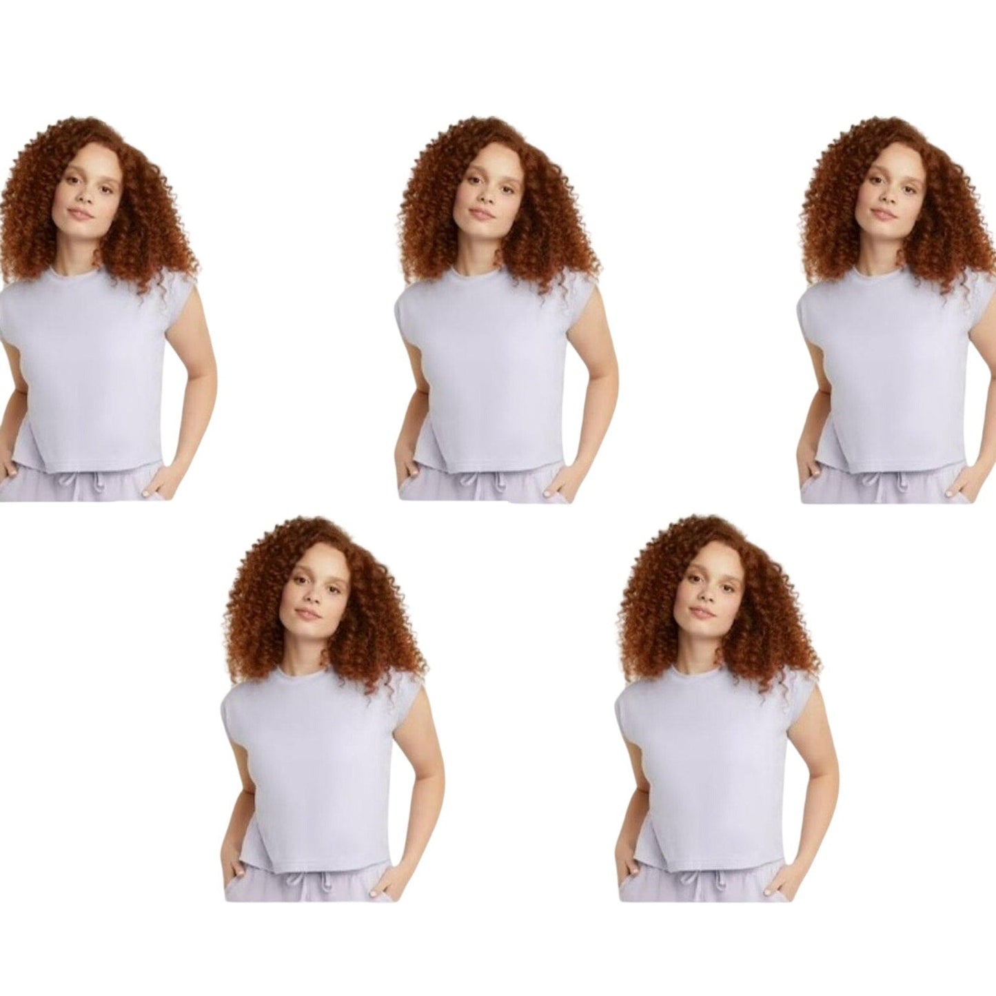New 5-Pack Hanes Womens XL Purple Ringspun Cotton Cap Sleeve Muscle Tees