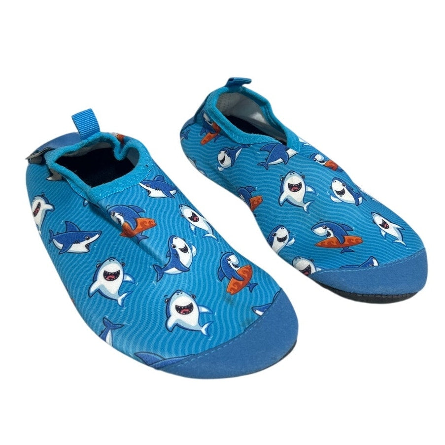 WateLves Kids Size 1 Blue Shark Slide On Barefoot Quick Dry Aqua Water Shoes