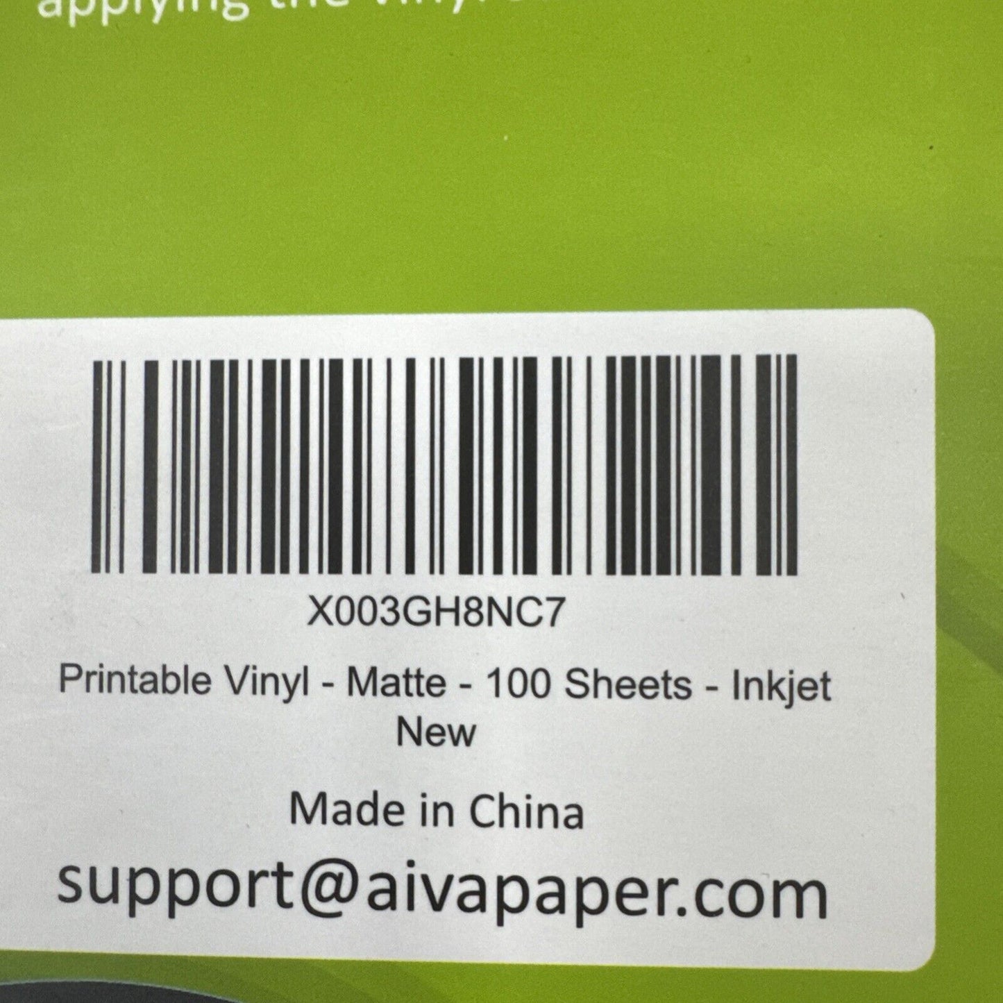 Printable Vinyl Sticker Paper for Inkjet Printer - Matte White - 100 Self-Adh...