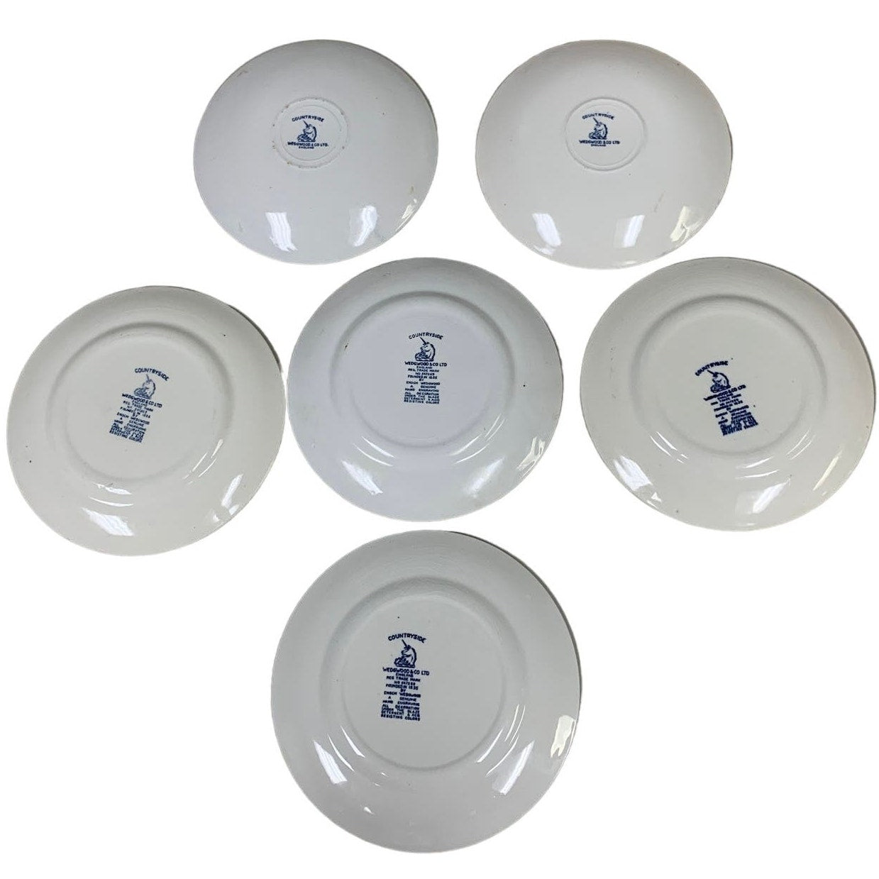 Vintage Countryside Wedgwood Ltd Set of 6 Small Water Wheel Mill Plates