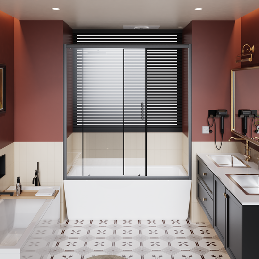 60" W x 62" H Single Sliding Shower Door for Bathtub