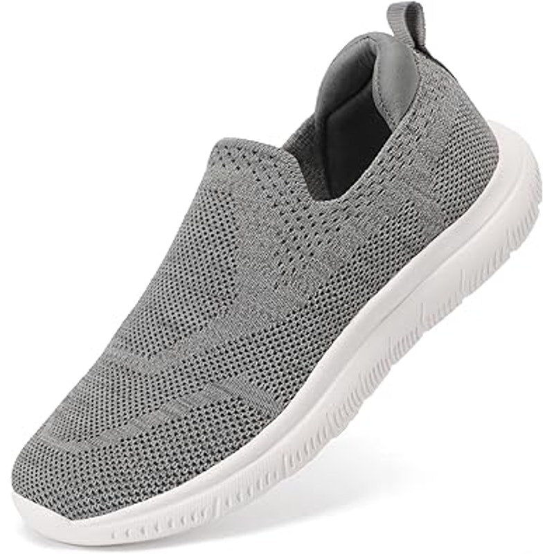 STQ Womens 9.5 Gray Fabric Mesh Slip On Lightweight Arch Support Walking Shoes