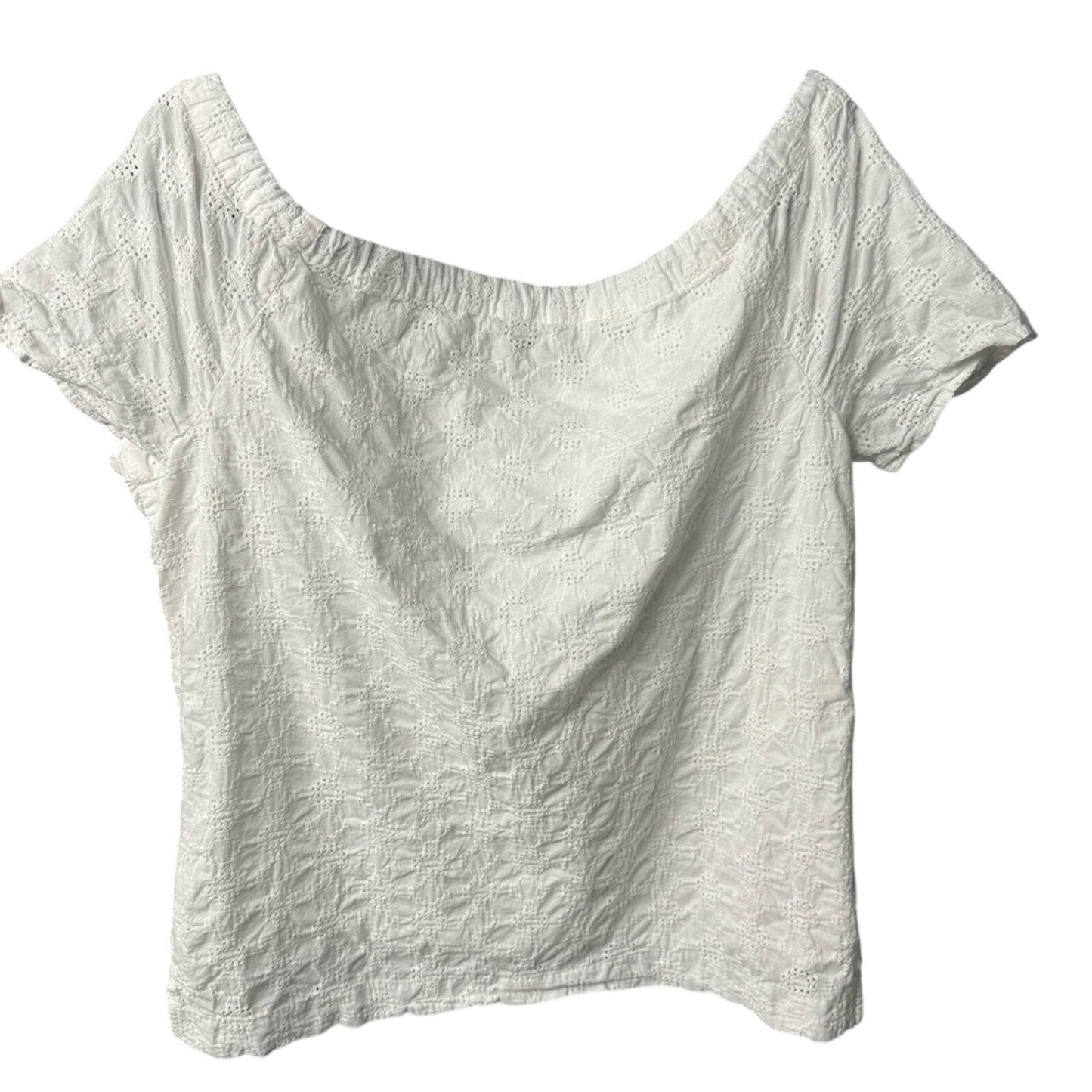 Banana Republic Womens Medium 100% Cotton Off-Shoulder Drawstring Neckline Top