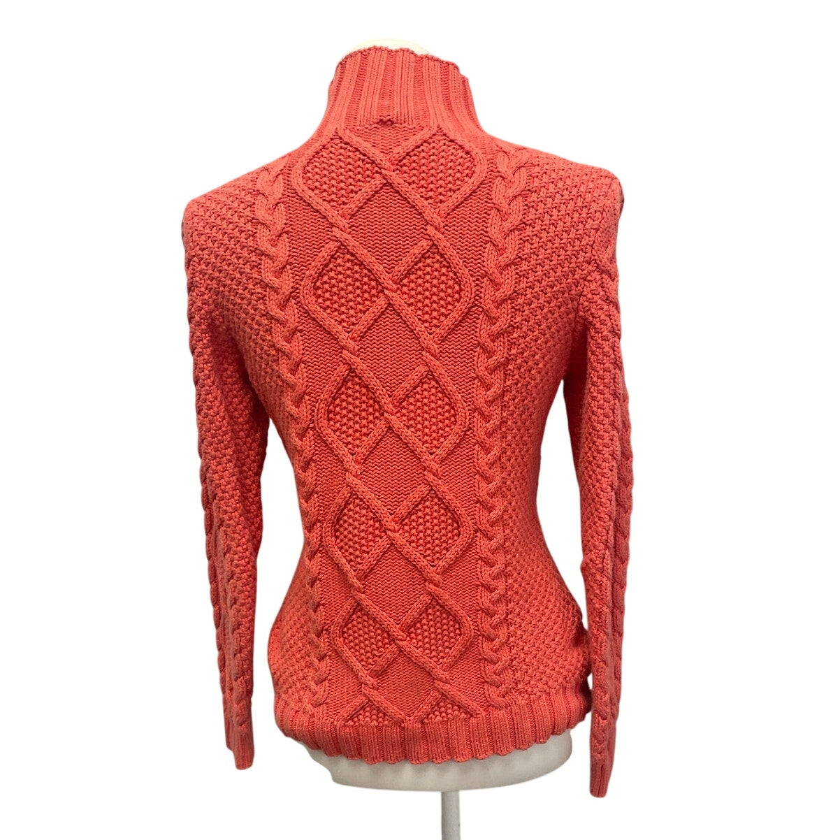 Lea & Nicole Womens Small Full Zip Long Sleeve High Neck Cabled Cardigan Sweater