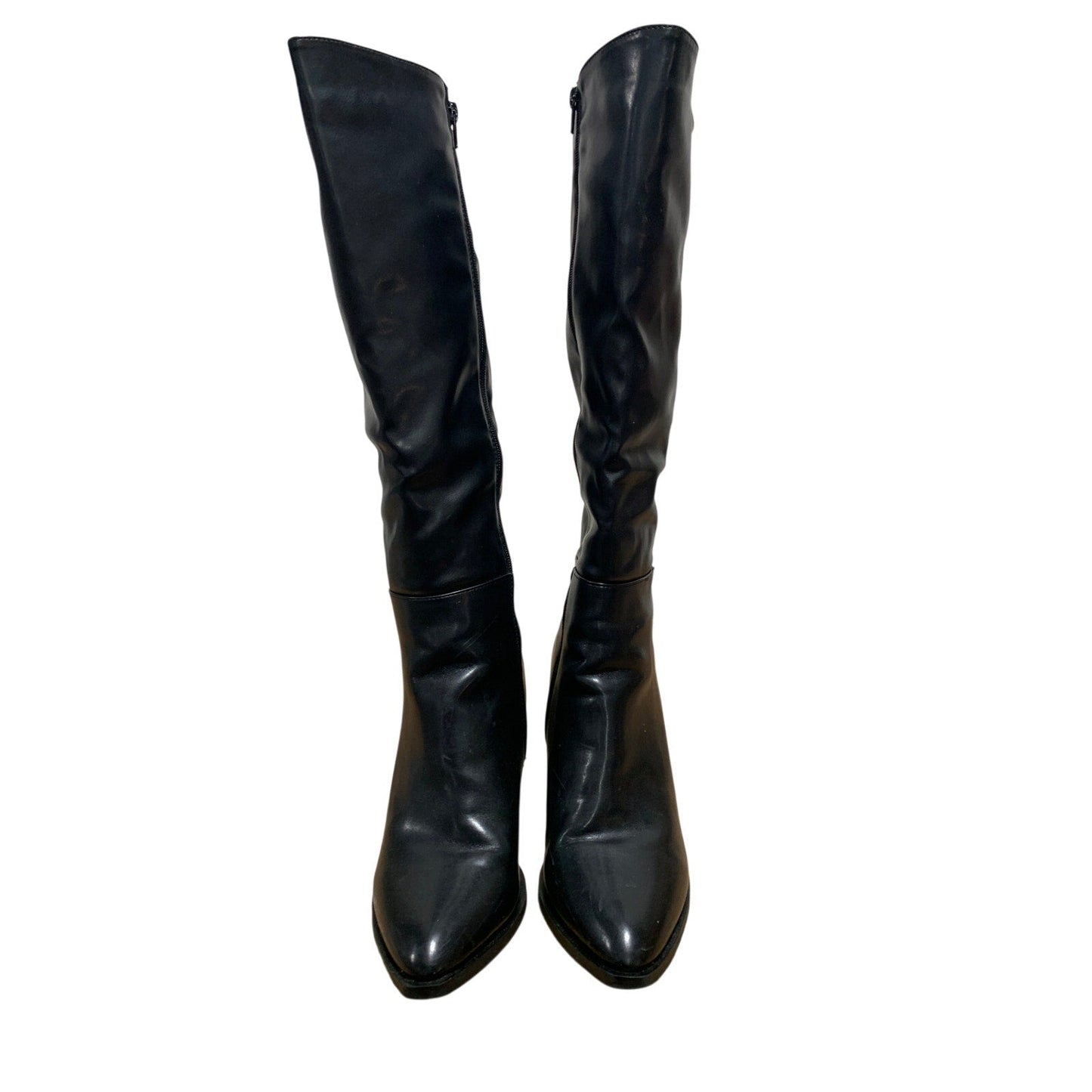 Vepose Womens Size 9 Black 3.5" Heel Knee High Boots Closed Pointed Toe Shoes