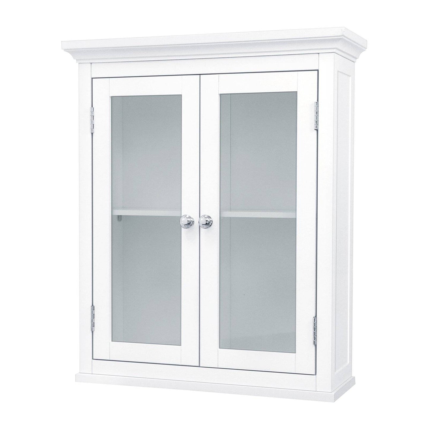 Classic 2-Door Bathroom Wall Cabinet in White Finish-0