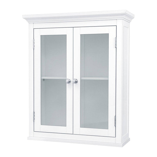 Classic 2-Door Bathroom Wall Cabinet in White Finish-0