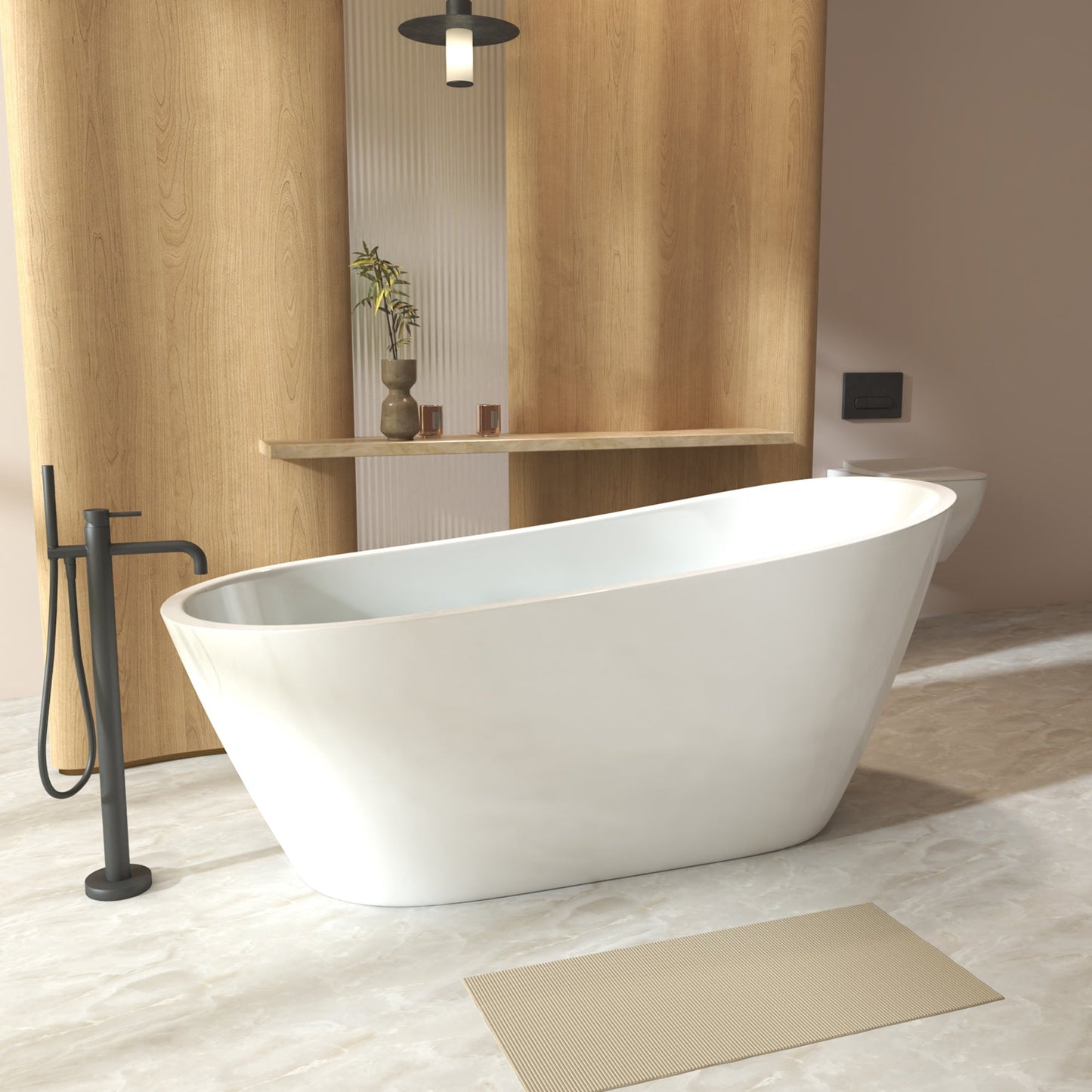 59" Special-Shaped Freestanding Slipper Bathtub in Gloss