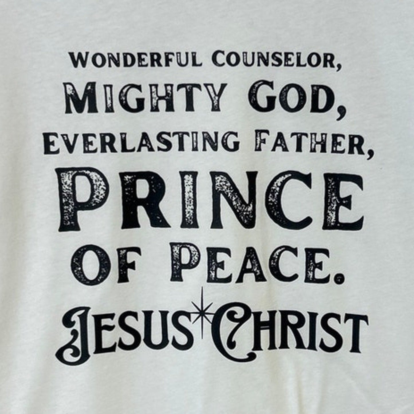 New Hand Printed Mens 4XL Wonderful Counselor Mighty God Jesus Christ Tee Shirt
