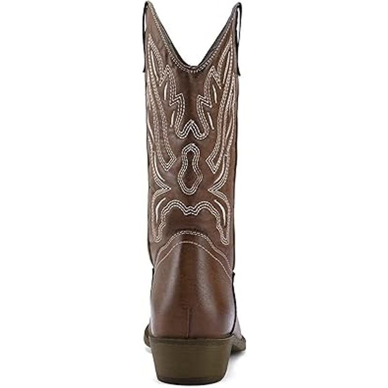 Mysoft Womens Size 9.5 Brown Embroidered 1.5" Chunky Heel Cowboy Western Boots