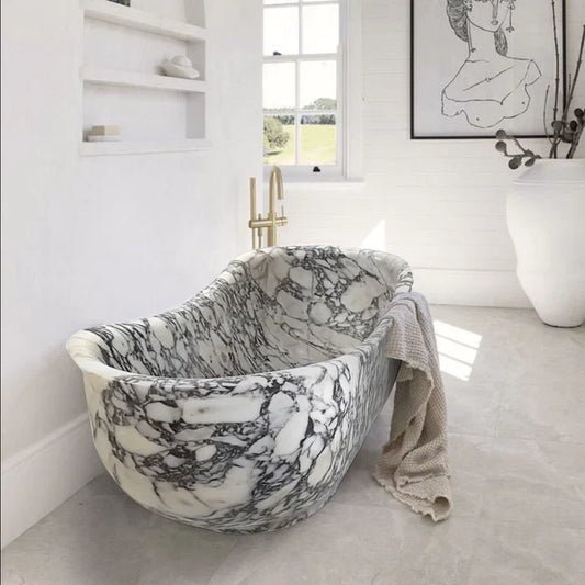 Calacatta Viola Marble Bathtub - Hand Carved Soaking 34x70x26