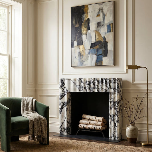 Calacatta Viola Marble Fluted Fireplace Mantel Polished 36x40
