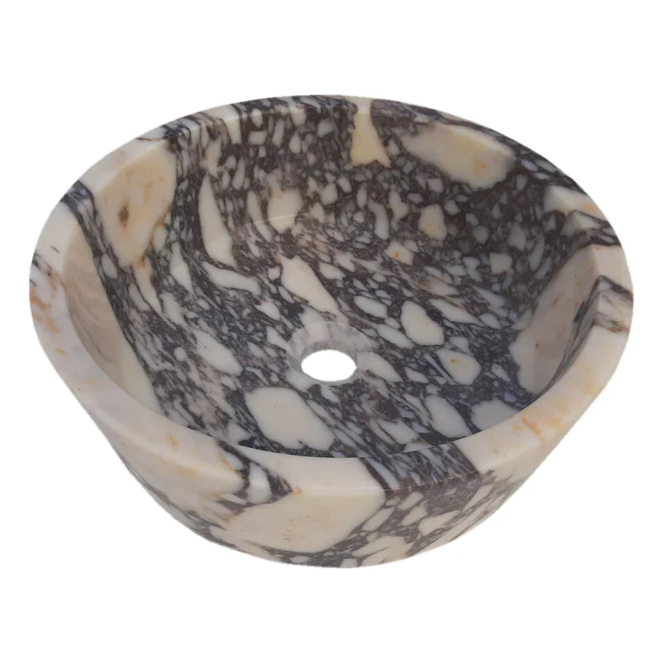 Calacatta Viola Marble Round Vessel Sink 16 Inch Honed Matte