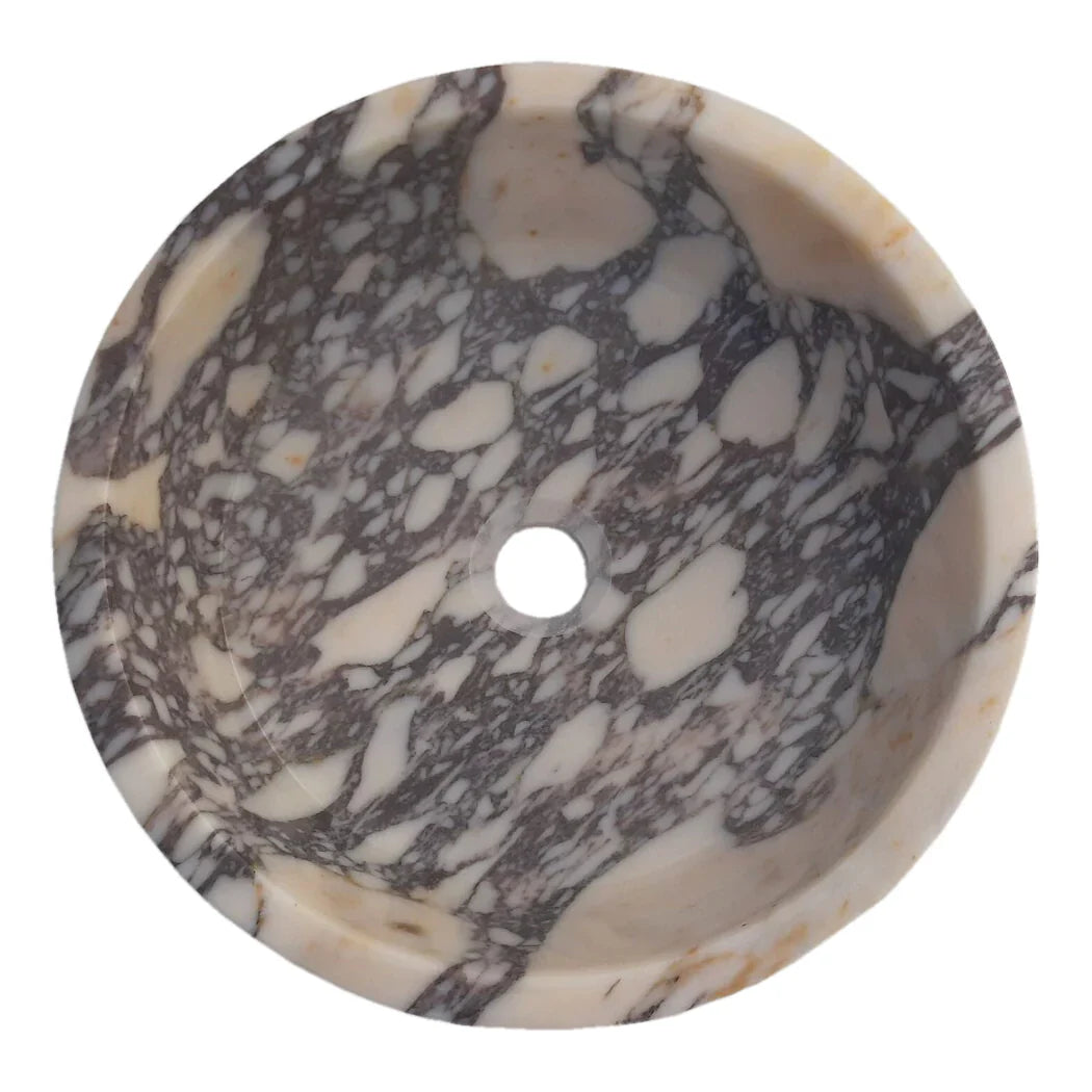 Calacatta Viola Marble Round Vessel Sink 16 Inch Honed Matte
