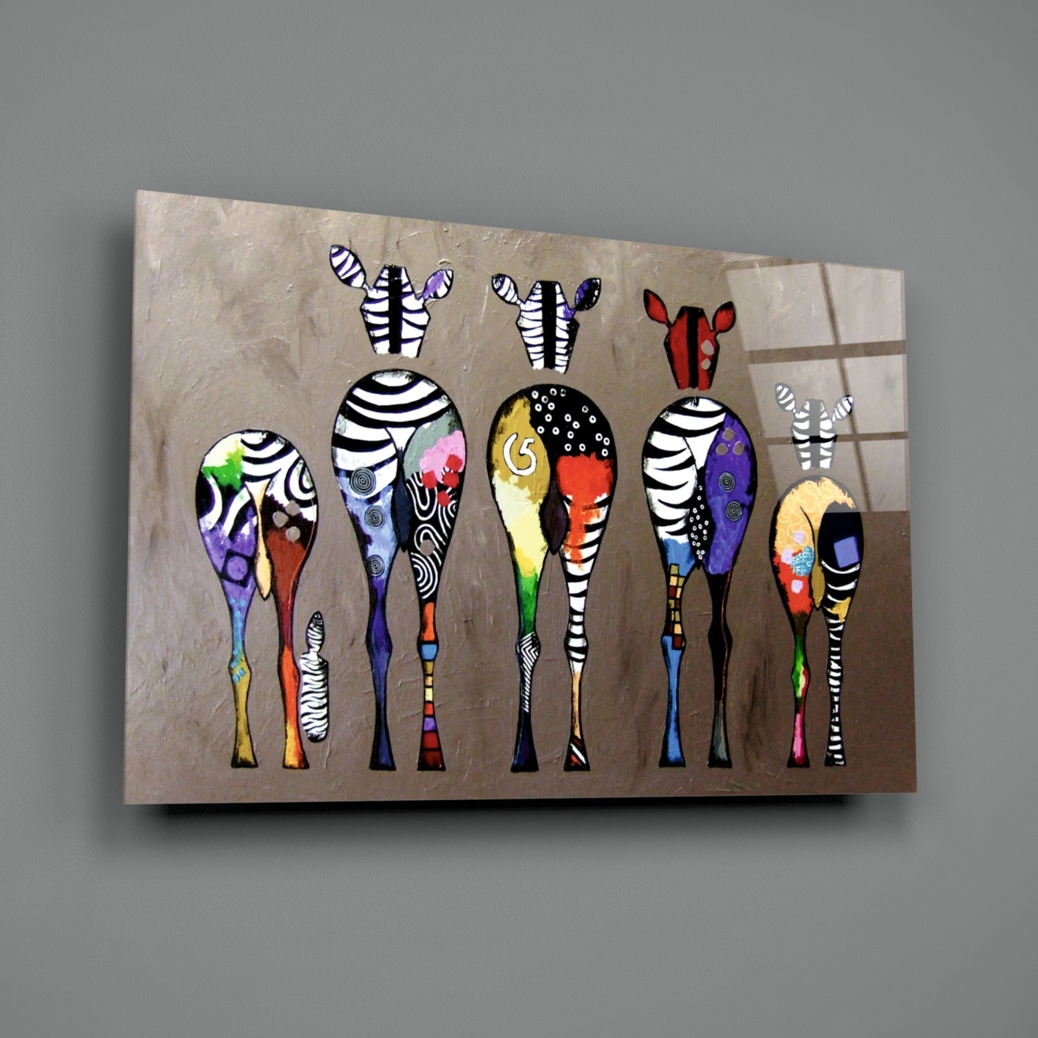 Colorful Zebras Glass Wall Art-1