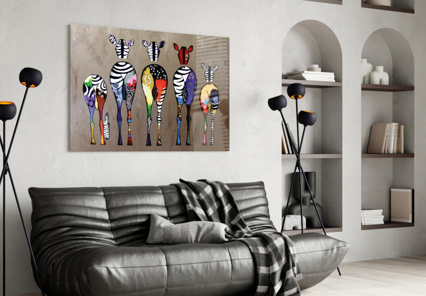 Colorful Zebras Glass Wall Art-3