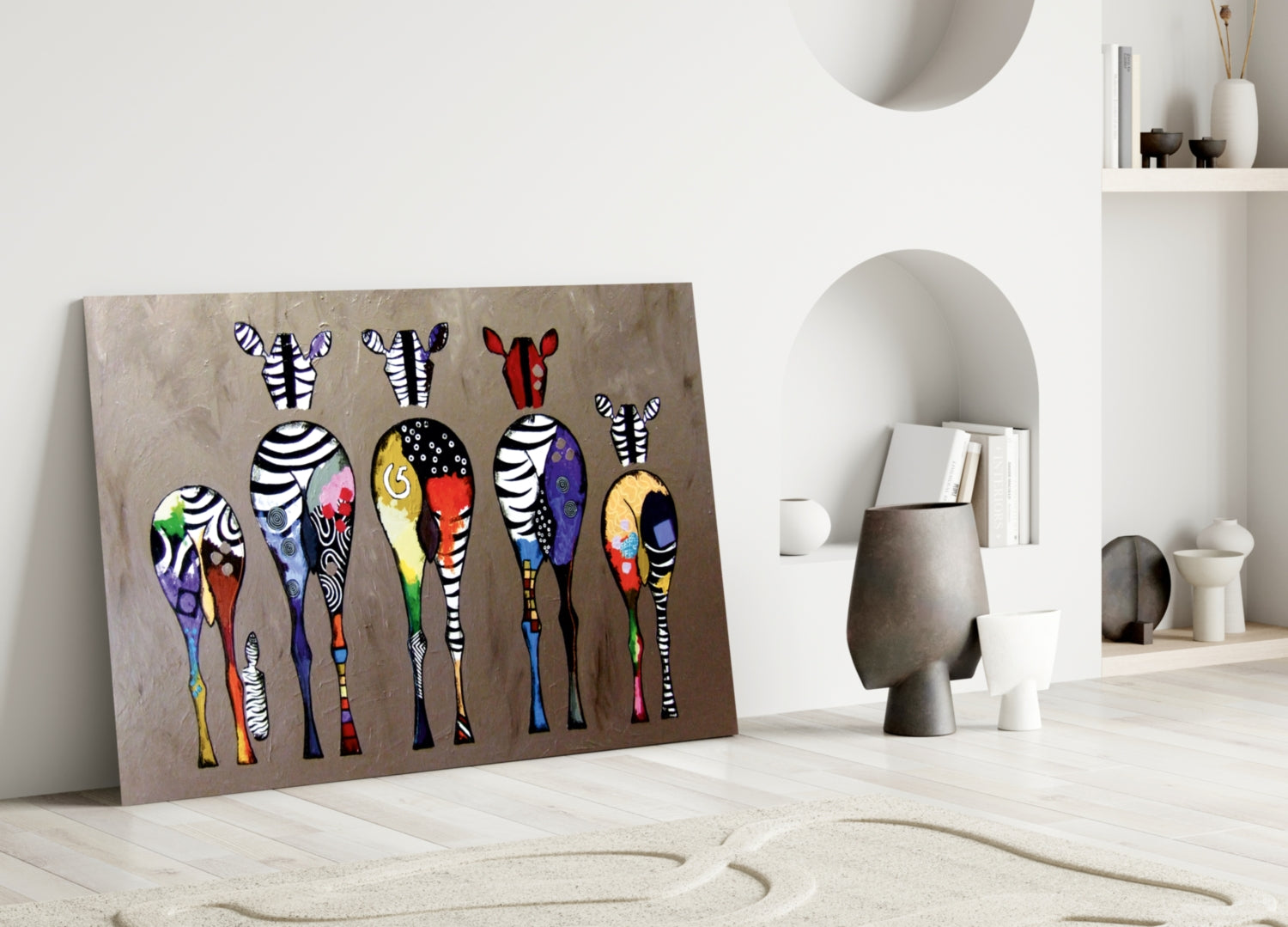 Colorful Zebras Glass Wall Art-2