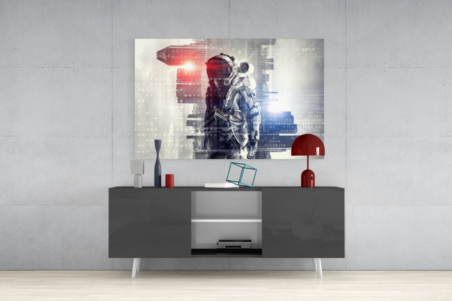 Digital Astronaut Glass Wall Art