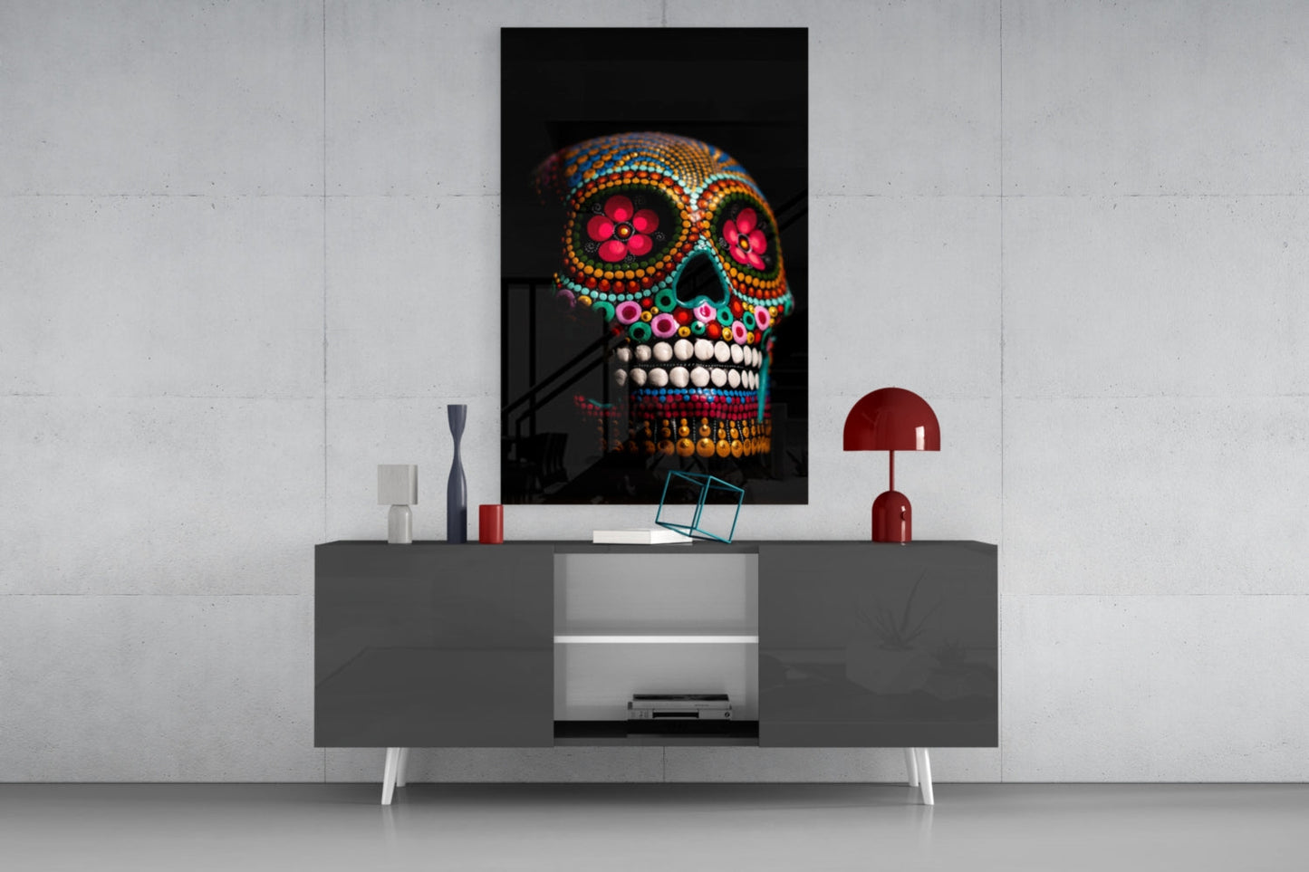 Sugar Skull Glass Wall Art
