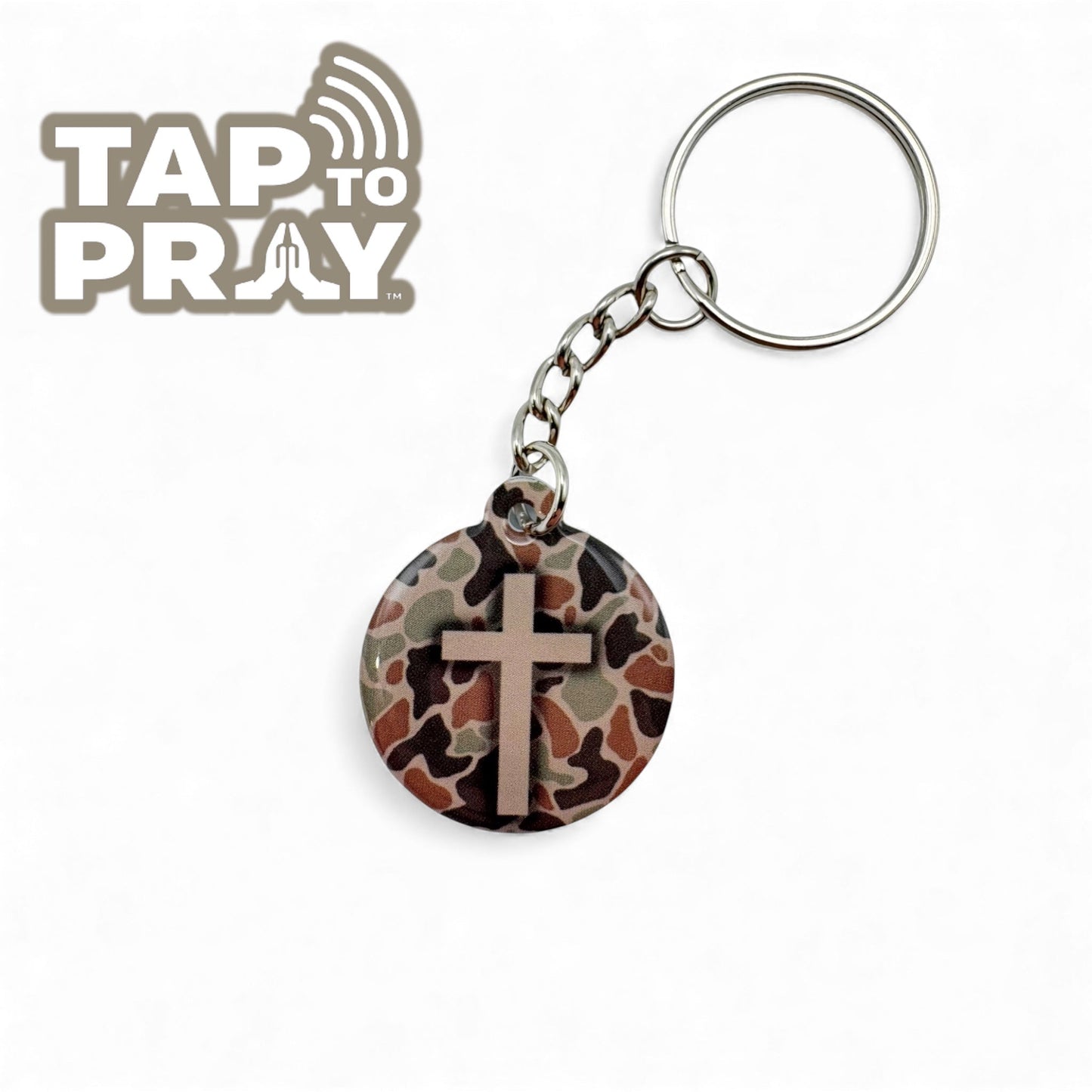 River Rock + Camo Tap to Pray Keychain