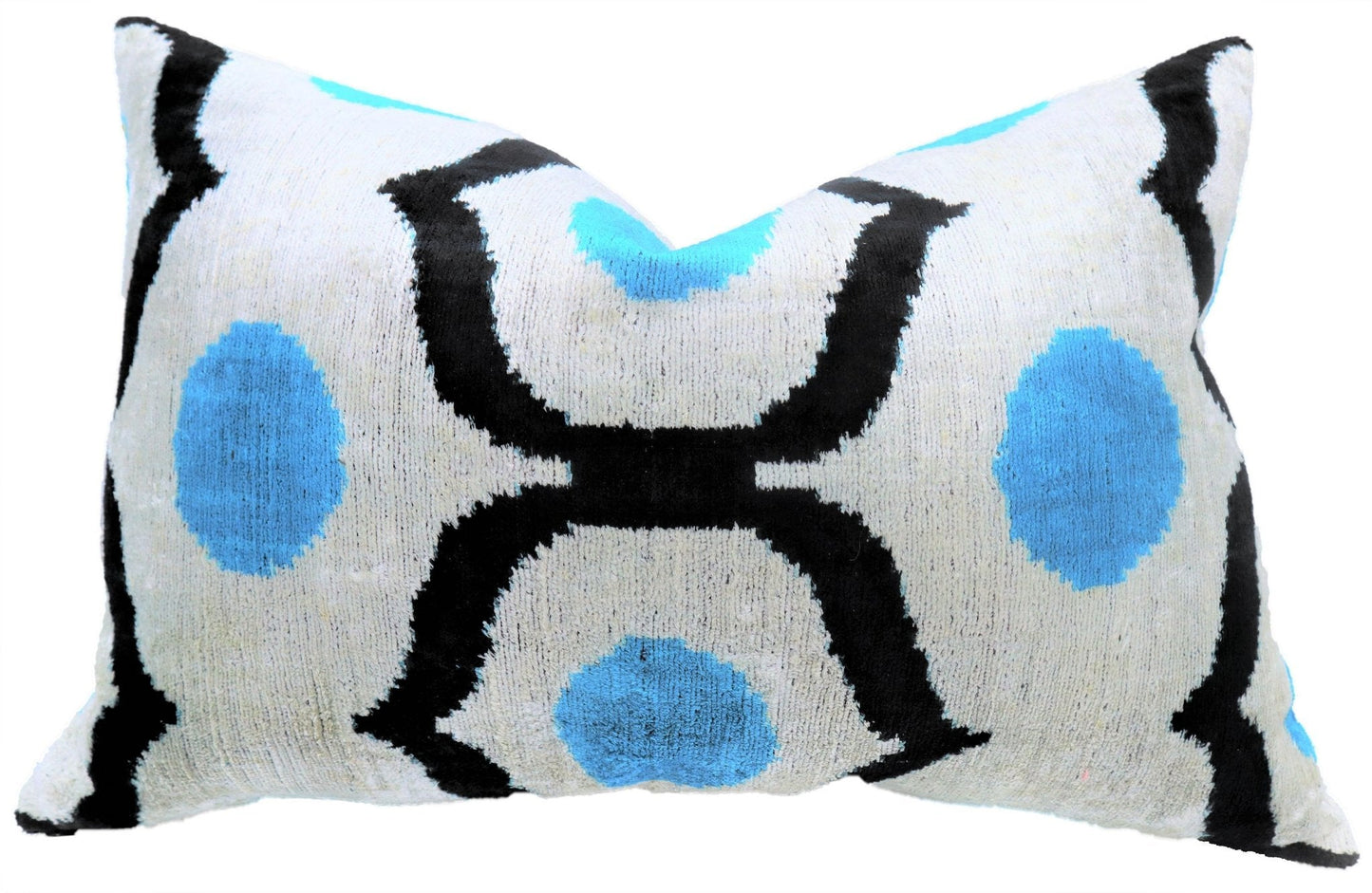 Luxury Blue Orbit Silk Velvet Pillow 16x24 Handmade Luxury Lumbar Cushion-3