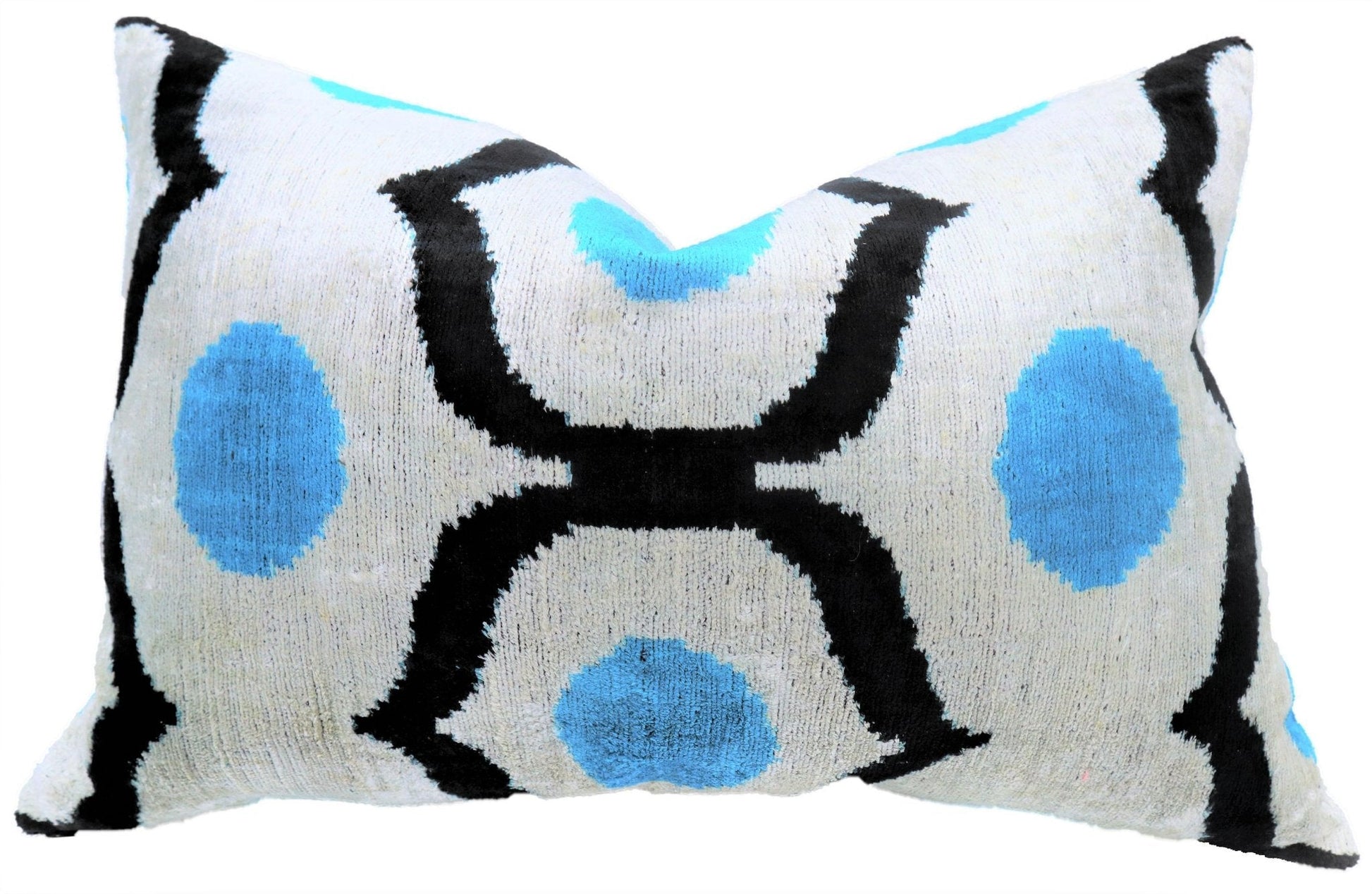 Luxury Blue Orbit Silk Velvet Pillow 16x24 Handmade Luxury Lumbar Cushion-3