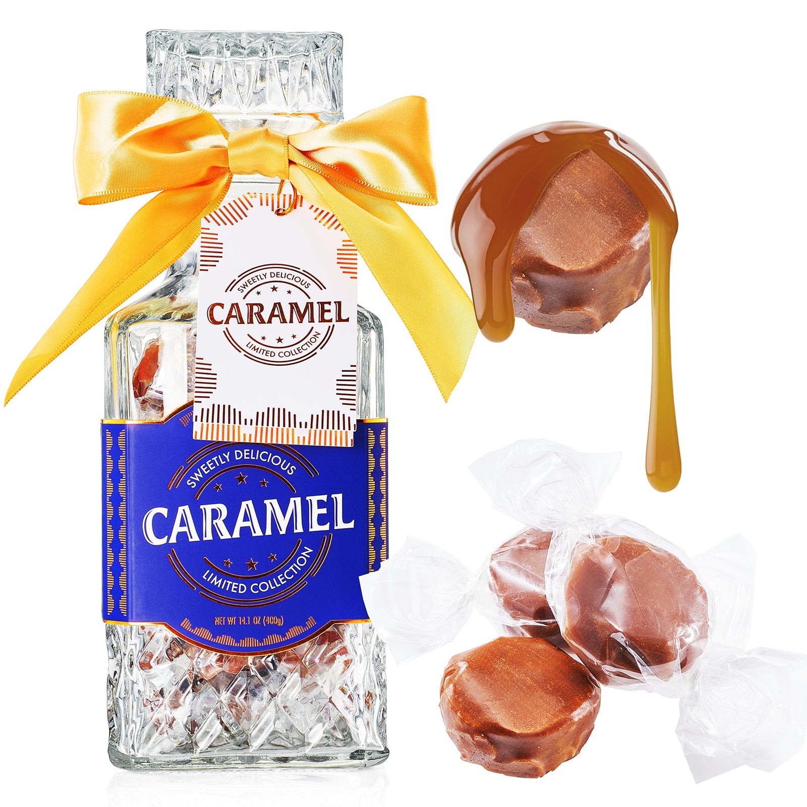 Father's Day Gifts for Men Dad, Chocolate Caramels Candy Gift, Glass Decanter Bourbon, Scotch & Liquor, Birthday Gift Daughter Son, Best Dad Father Husband Presents Food Gift basket Men Women-0