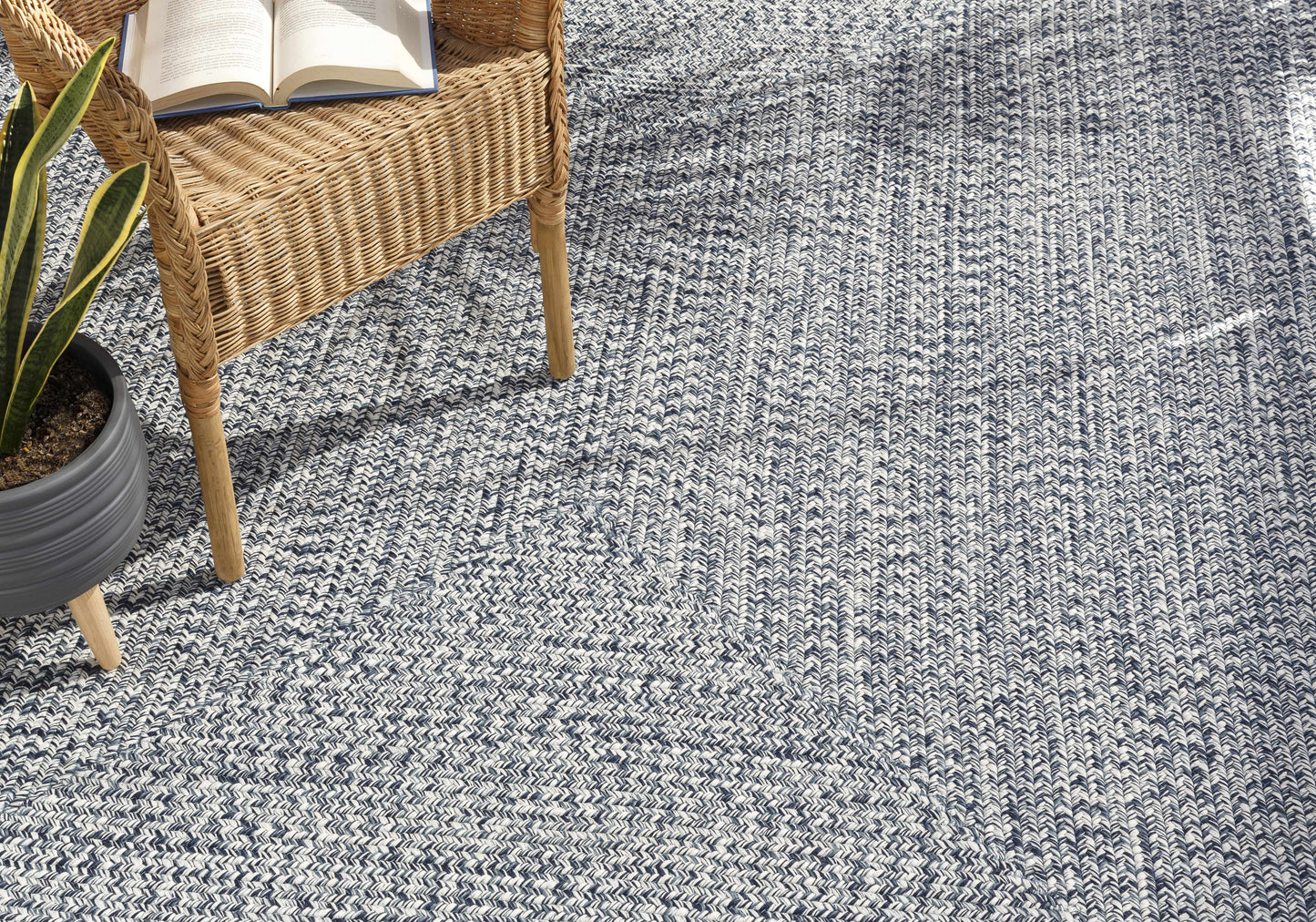 Blue Braided Faux Jute Rug-4