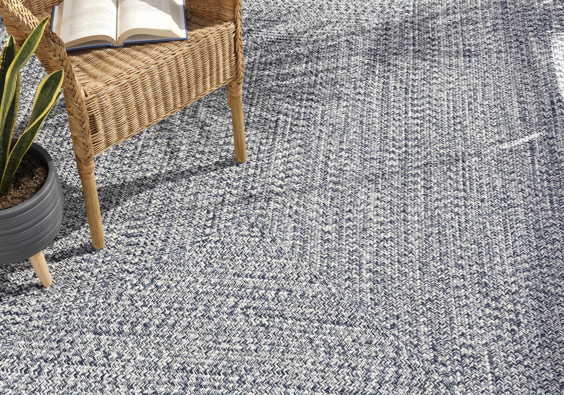 Blue Braided Faux Jute Rug-4