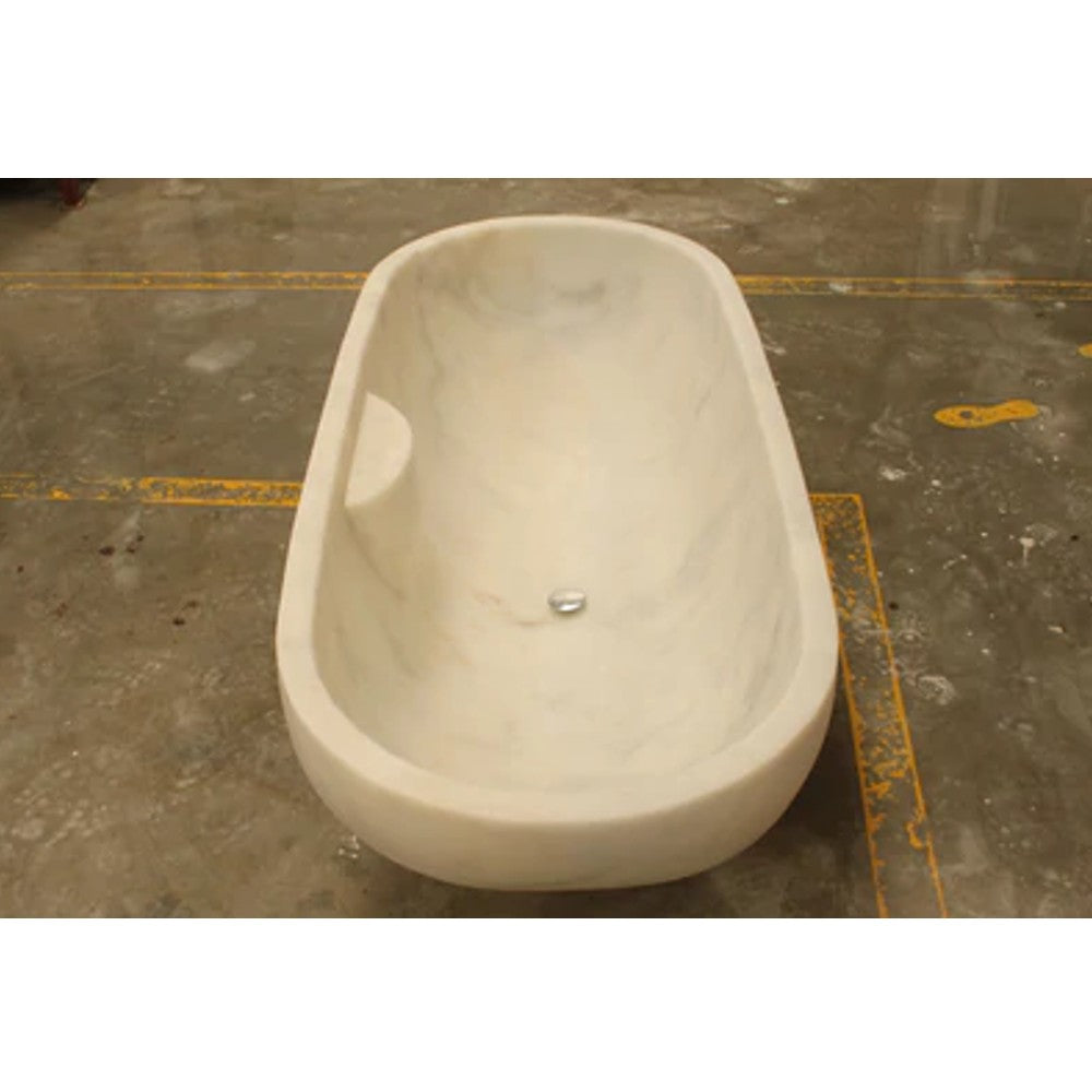 Bianco Carrara White Marble Bathtub Hand Carved Sculptural Luxury Spa 30 x 70 x 20