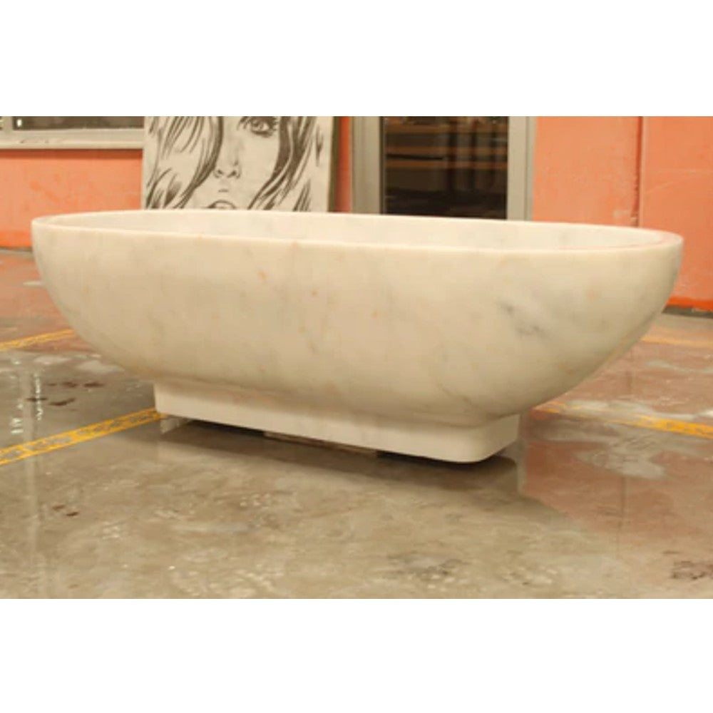Bianco Carrara White Marble Bathtub Hand Carved Sculptural Luxury Spa 30 x 70 x 20