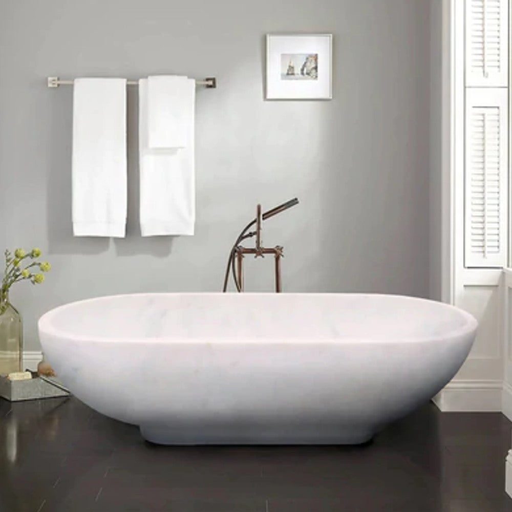 Bianco Carrara White Marble Bathtub Hand Carved Sculptural Luxury Spa 30 x 70 x 20