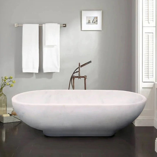Bianco Carrara White Marble Bathtub Hand Carved Sculptural Luxury Spa 30 x 70 x 20