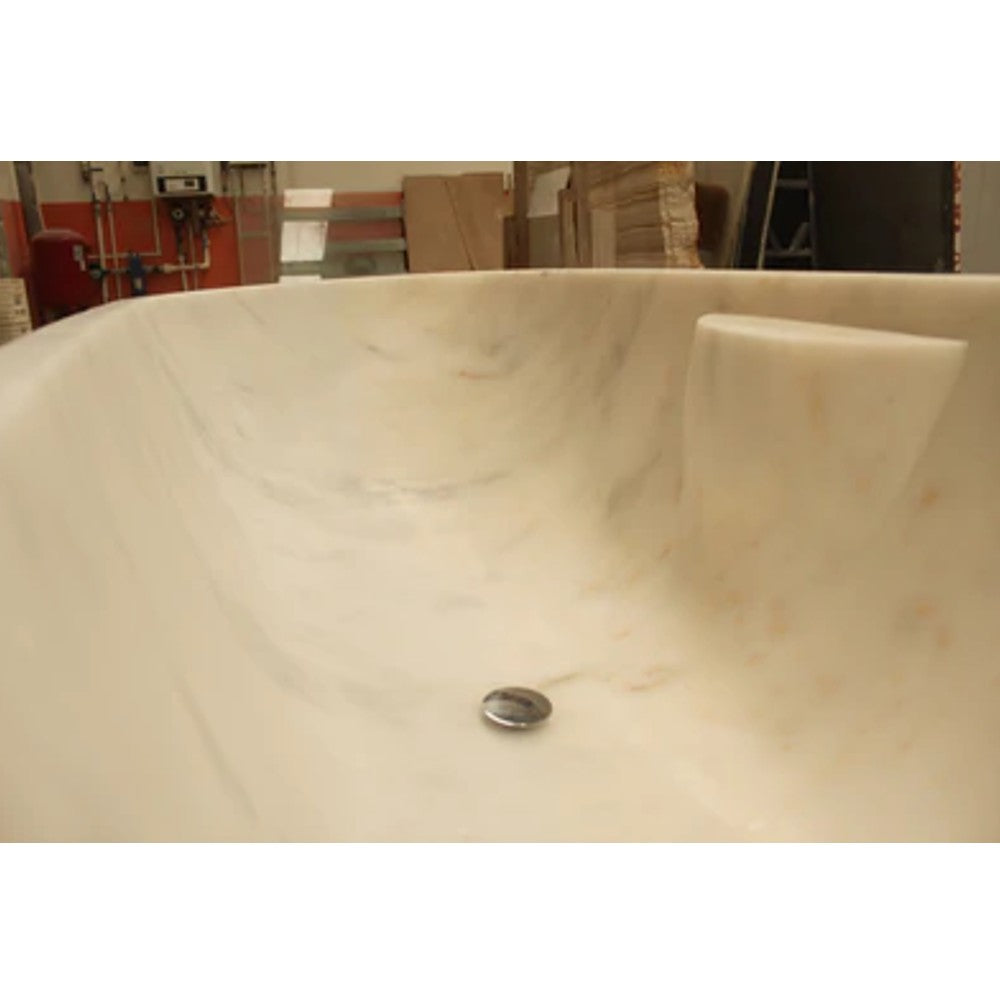 Bianco Carrara White Marble Bathtub Hand Carved Sculptural Luxury Spa 30 x 70 x 20