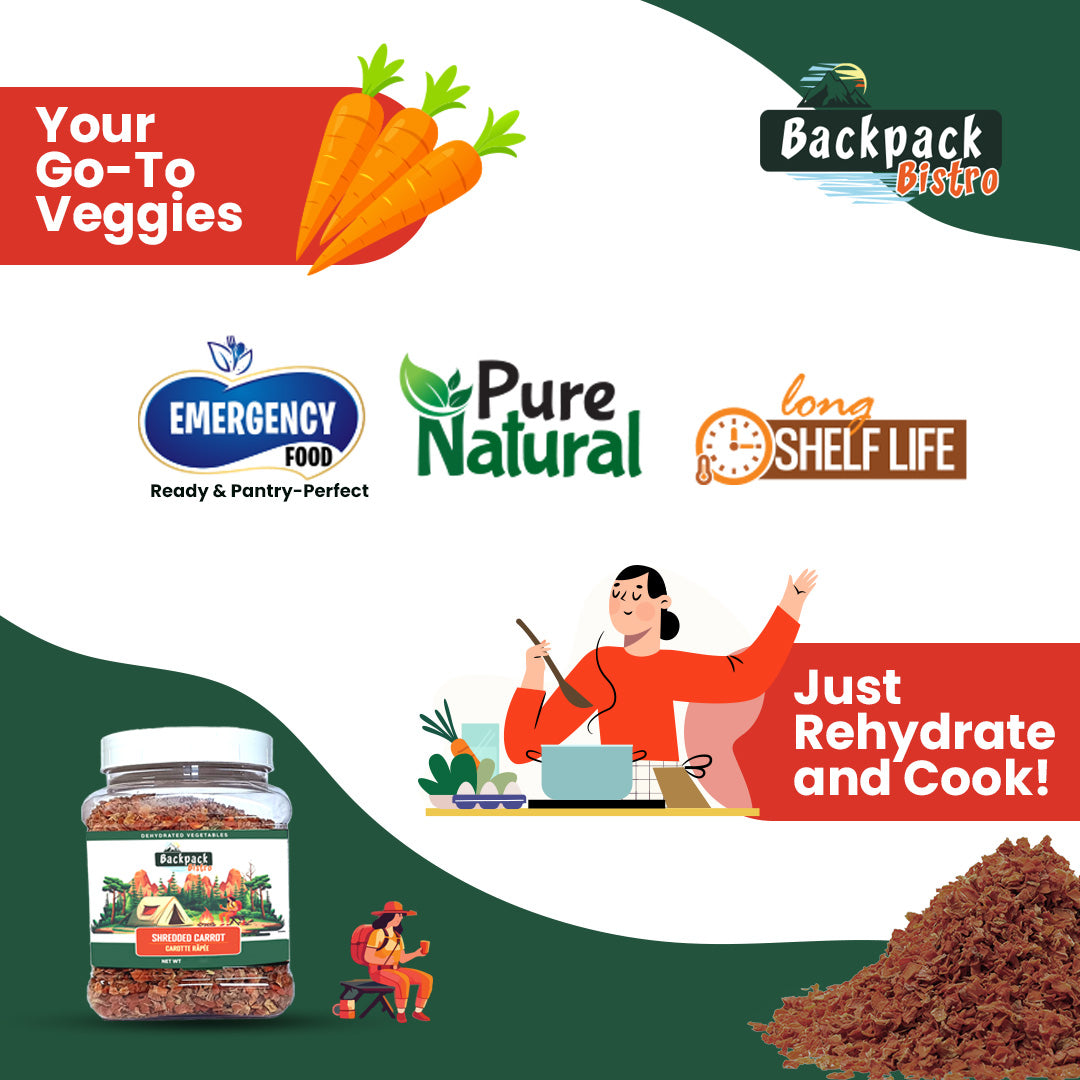 Backpack Bistro Dehydrated Shredded Carrots 14.8 oz (420 g)-3