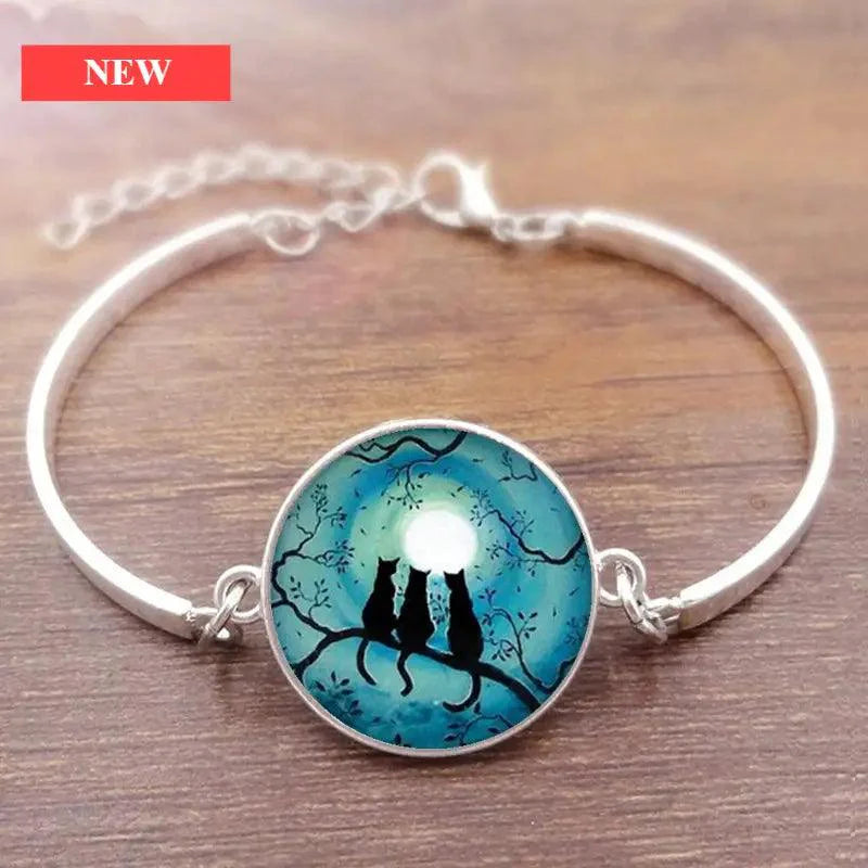 Cat Star Under The Glass Charm Bracelet Convex Plane Photo Handmade Jewelry For Woman And Man Accessories