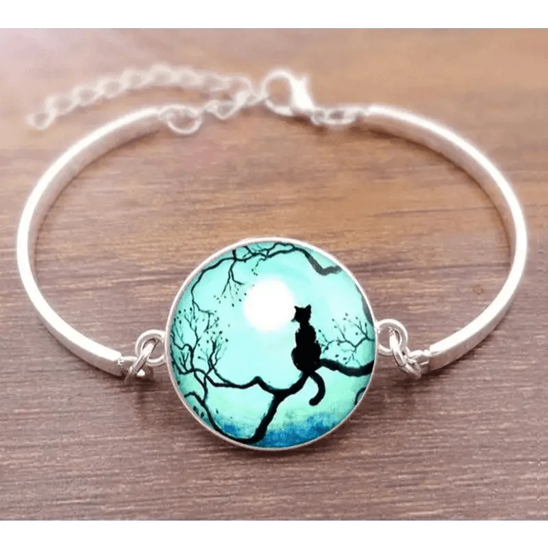 Cat Star Under The Glass Charm Bracelet Convex Plane Photo Handmade Jewelry For Woman And Man Accessories