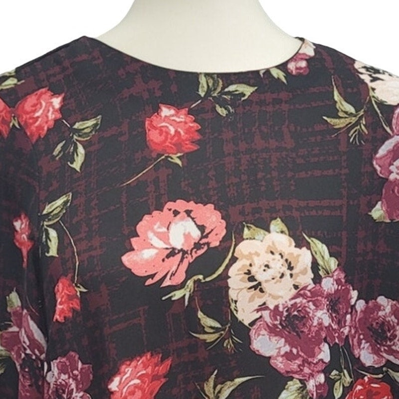 Liz Claiborne Womens Large 100% Polyester Long Sleeve Floral Sheer Blouse