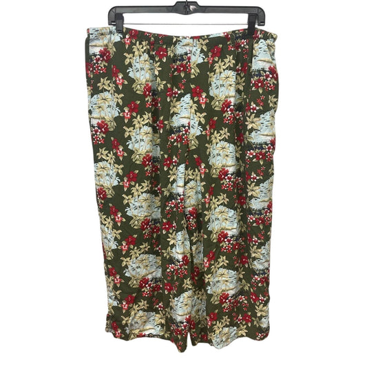 Basic Editions 3X Elastic Waist 100% Rayon Hawaiian Floral Palm Tree Pants