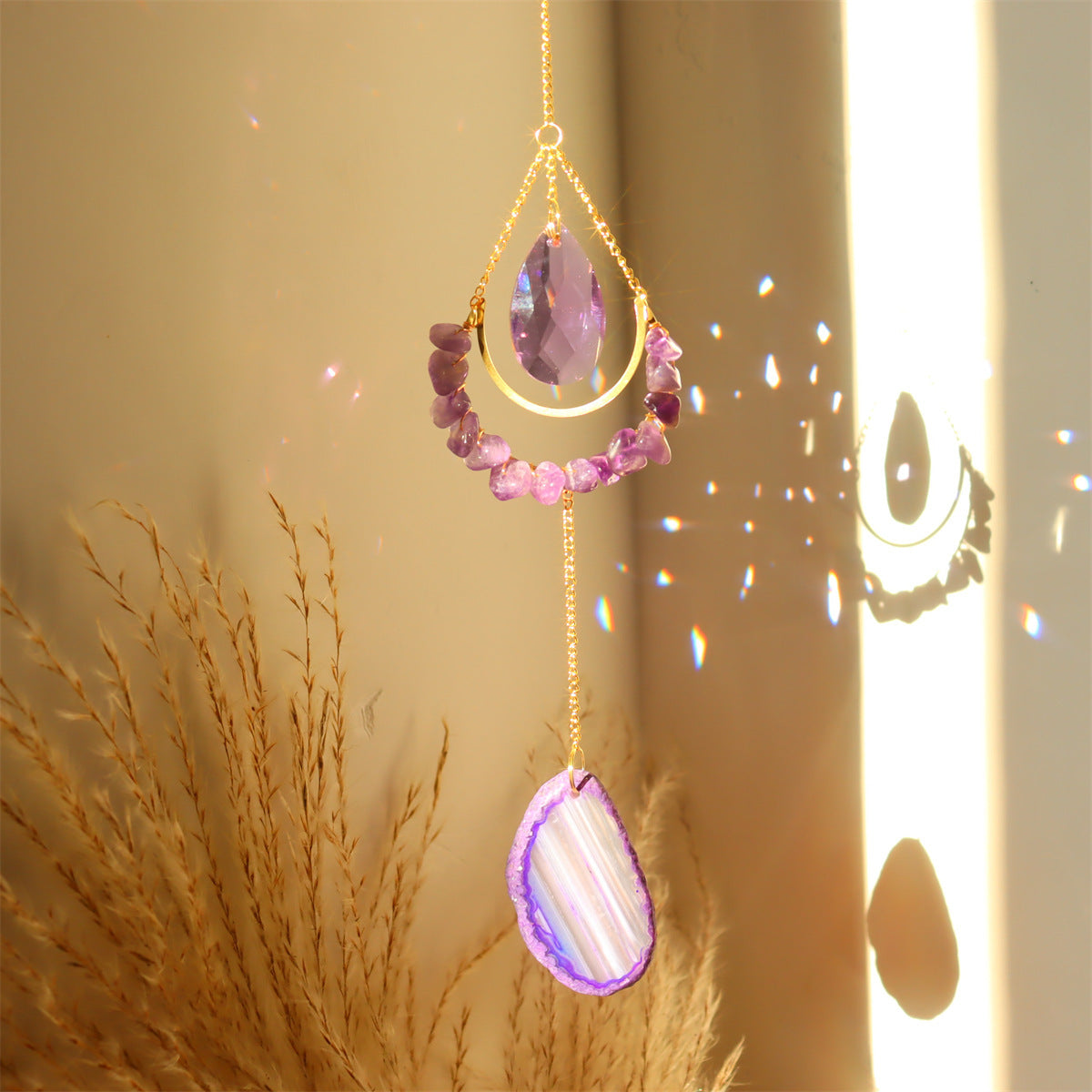 Natural Agate Raw Stone Wind Chimes