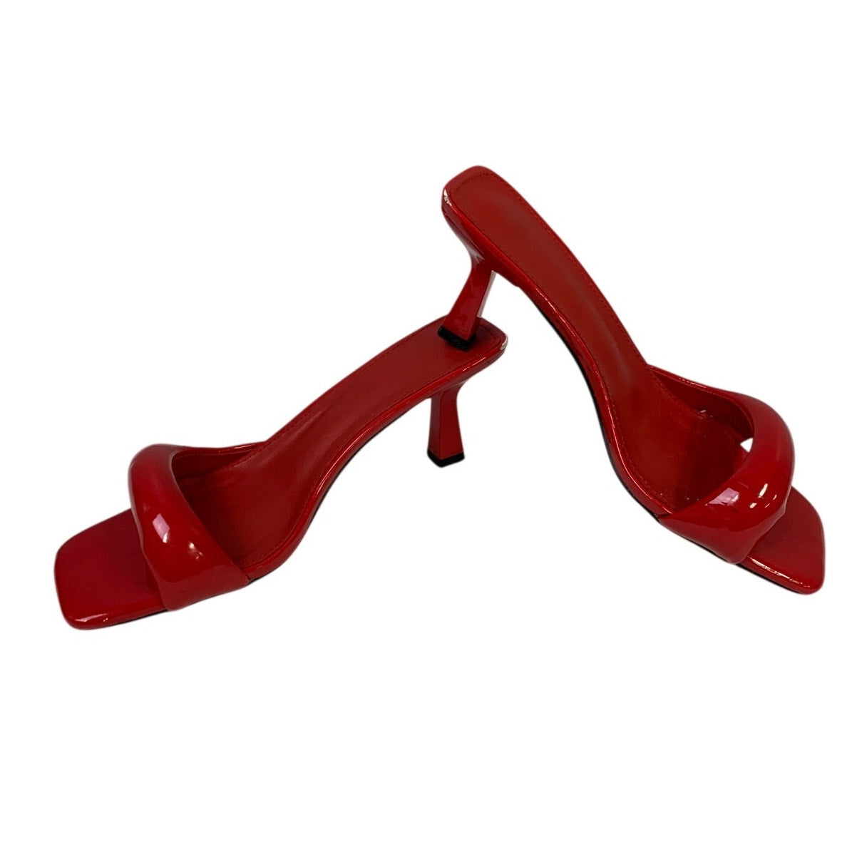 Cociy Womens Size 8 Red 3" Heel Open Square Toe Backless Slip On Shoes