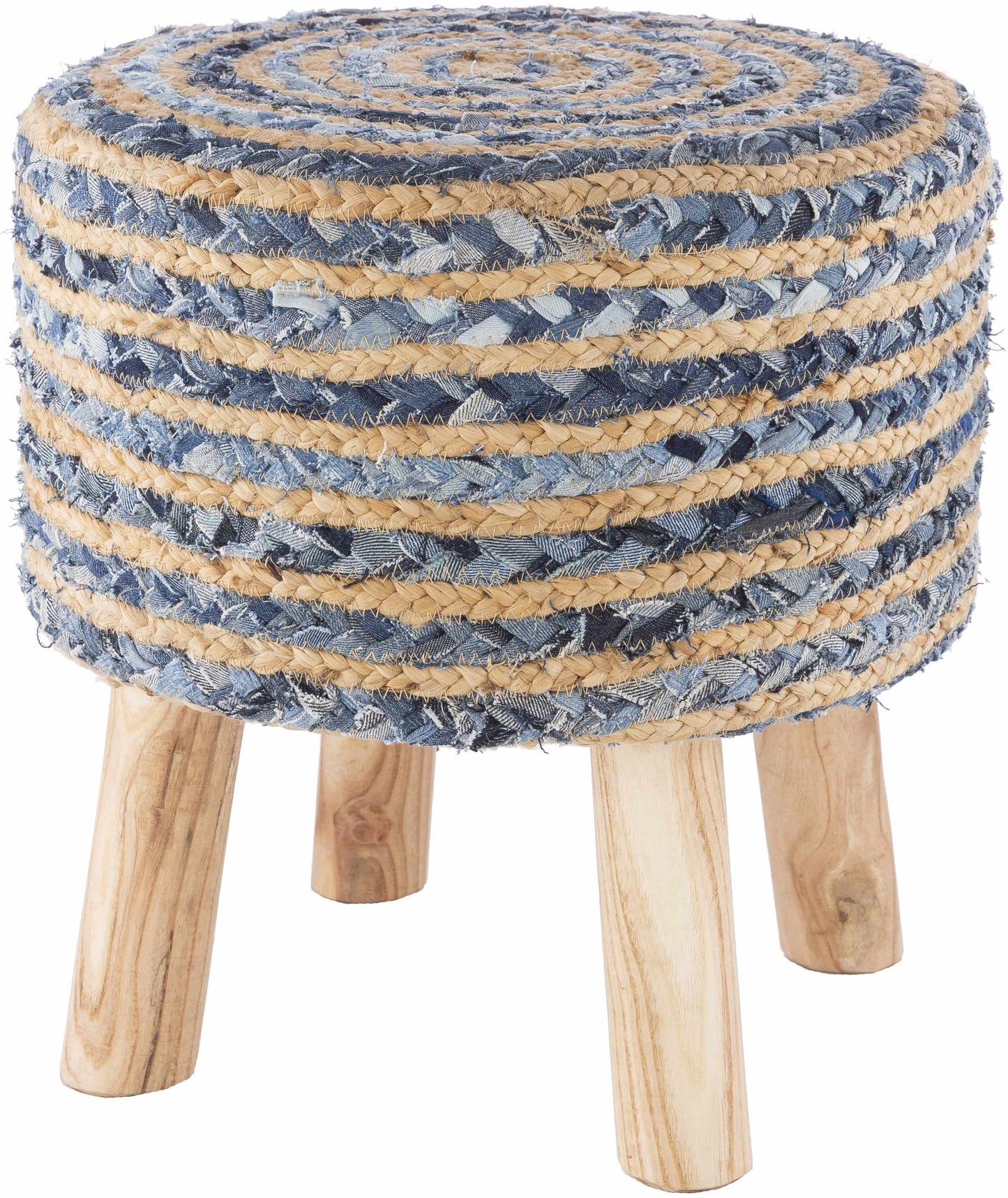 Fermont Hand Crafted Denim Jute Ottoman-1
