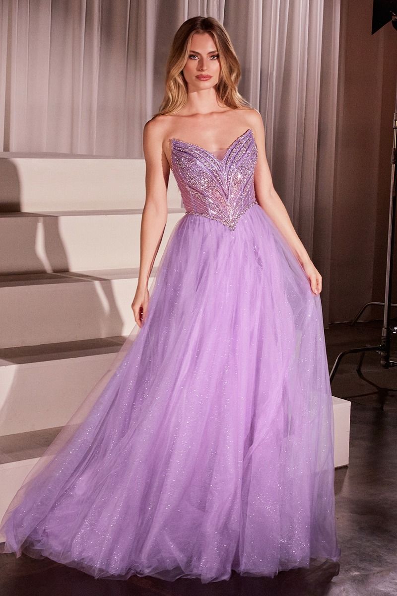 Ball Gown Tulle Strapless Beaded Evening Gown Elegant Designer - CDCC415