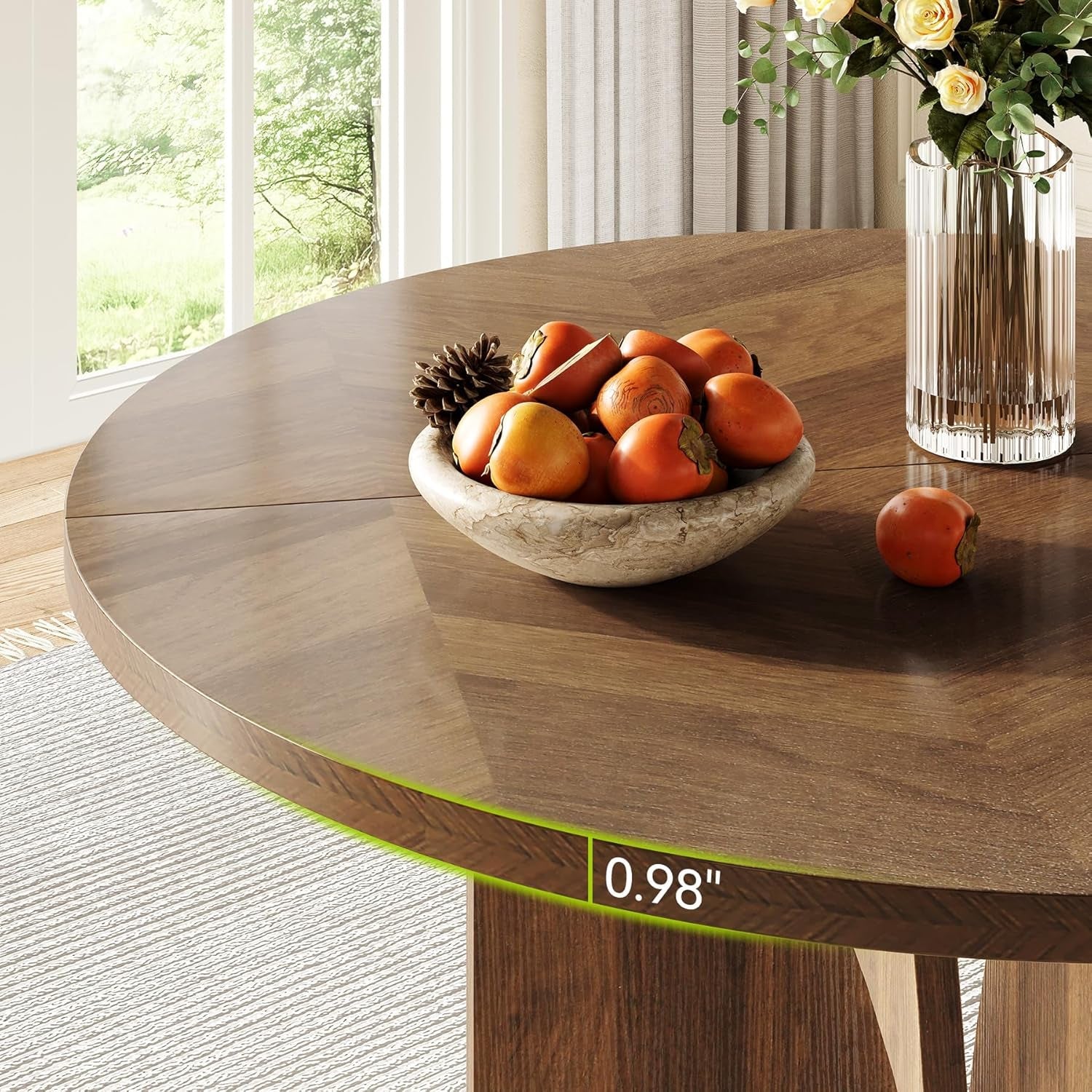 Round 39 Inch Dining Table Rustic Dark Brown Seats 2 To 4-3